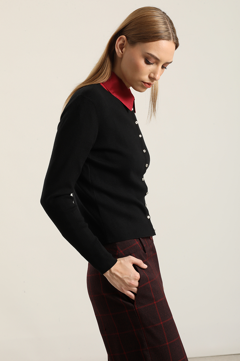 CARDIGAN BASICO PUNTO, NEGRO LIOLA - 5