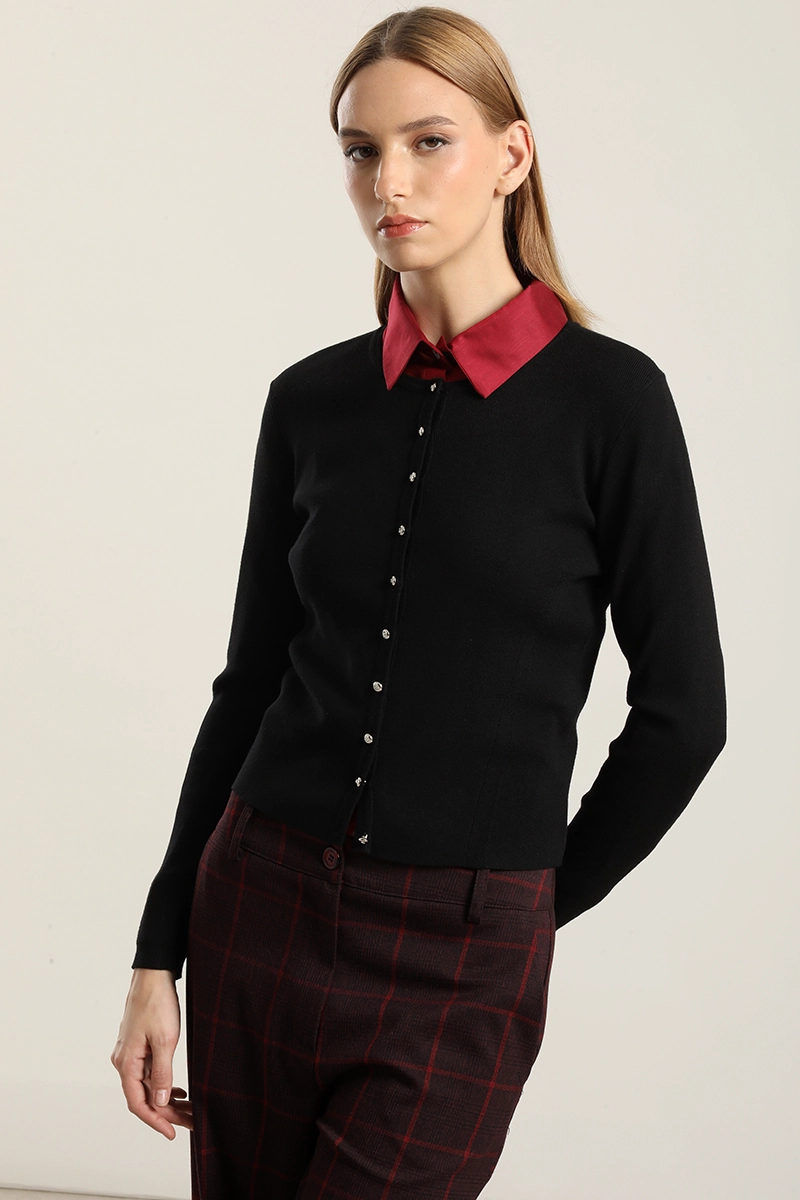 CARDIGAN BASICO PUNTO, NEGRO LIOLA - 6