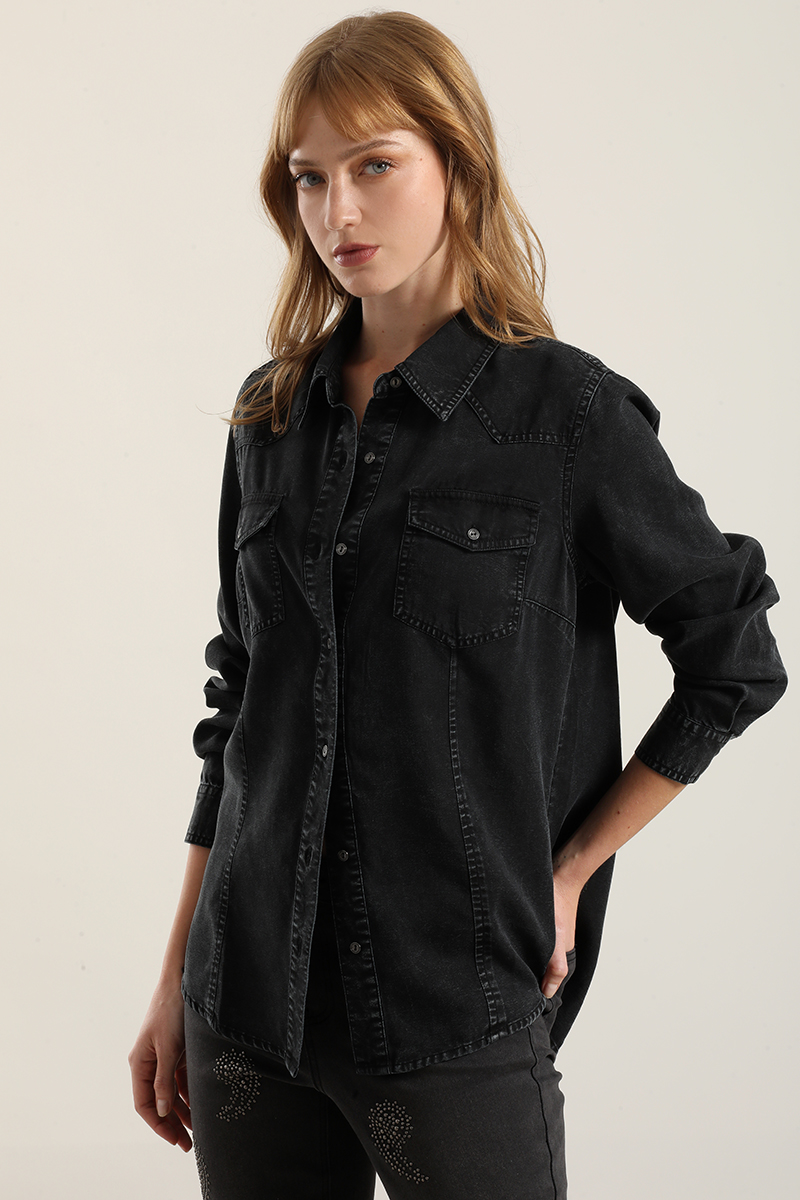 CAMISA LYOCELL PROCESADO, AZUL LIOLA - 3