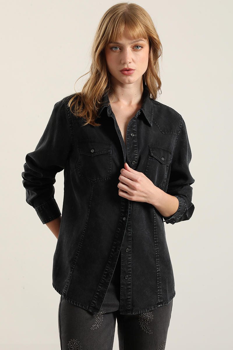 CAMISA LYOCELL PROCESADO, AZUL LIOLA - 5