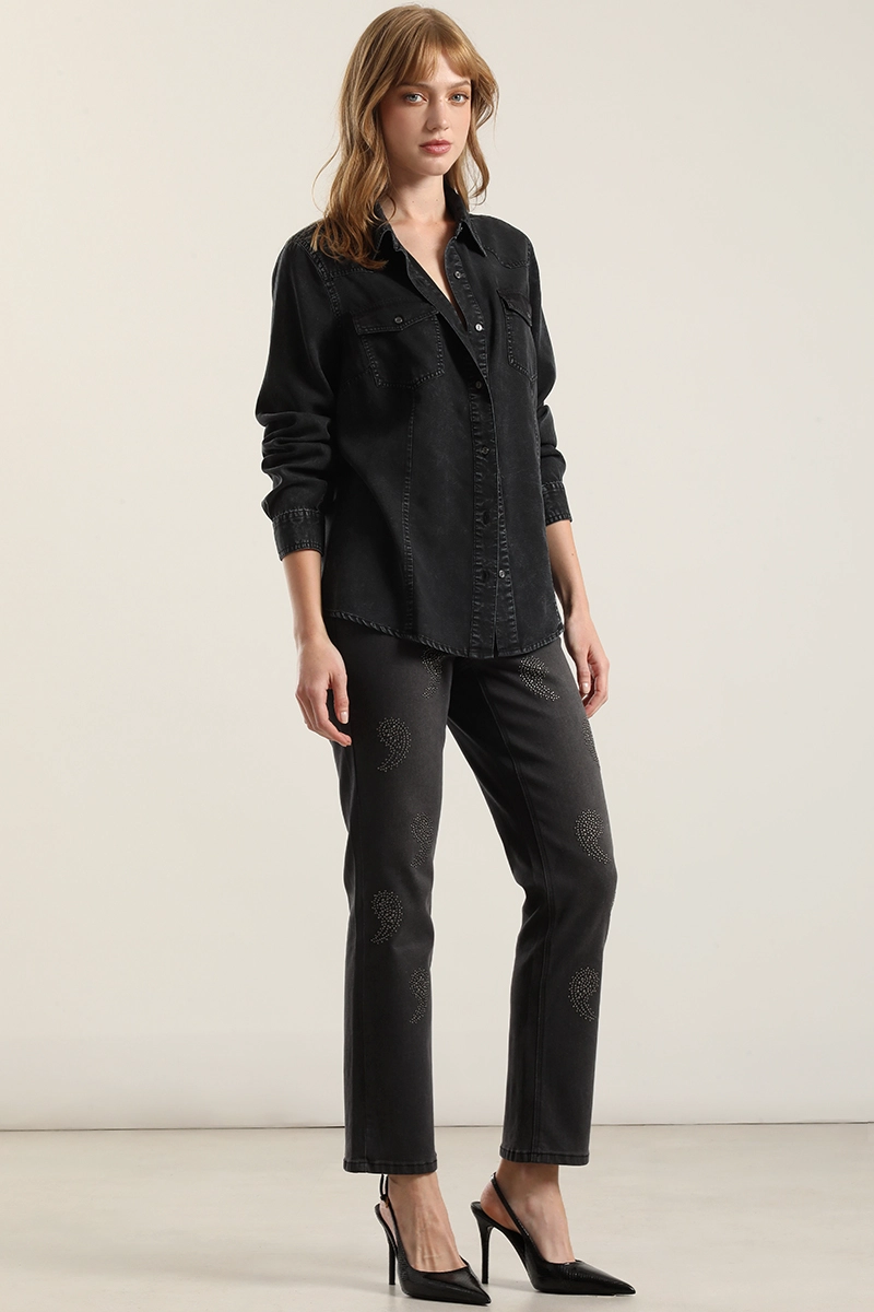 CAMISA LYOCELL PROCESADO, AZUL LIOLA - 6
