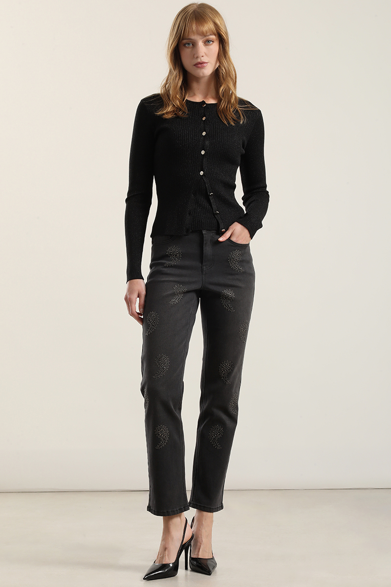 CARDIGAN PUNTO HILO METALIZADO, NEGRO LIOLA - 2