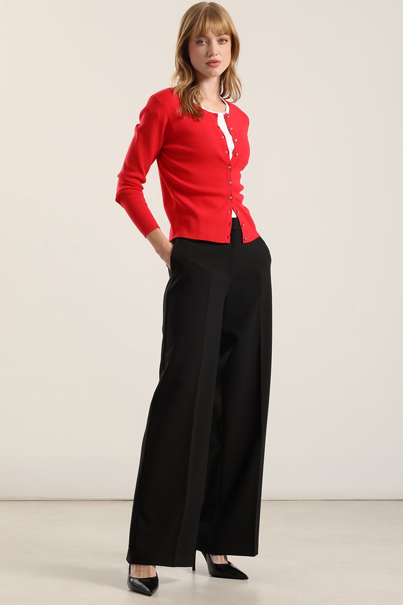 CARDIGAN BASICO PUNTO, ROJO LIOLA - 6