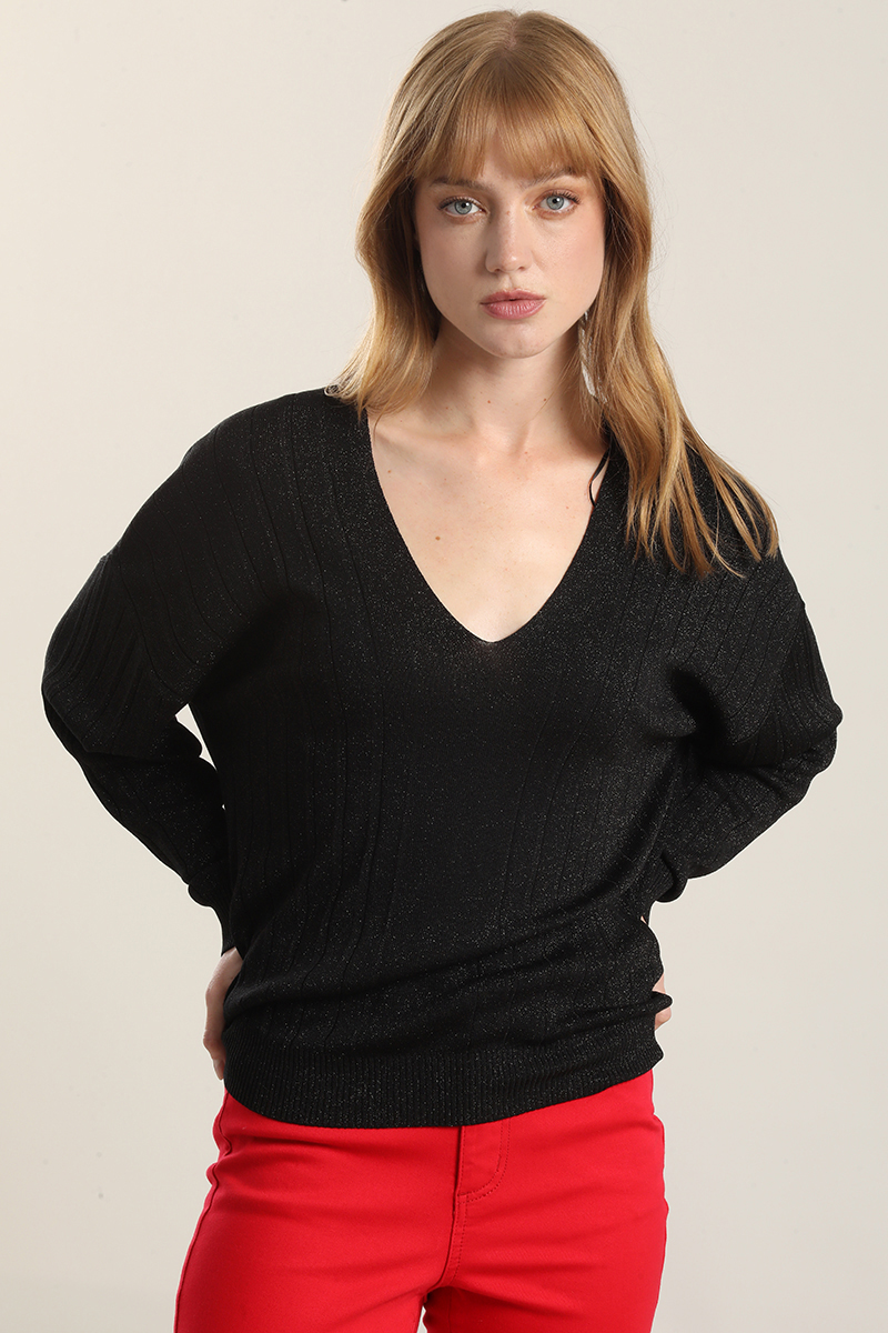 JERSEY PUNTO HILO METALIZADO, NEGRO LIOLA - 5