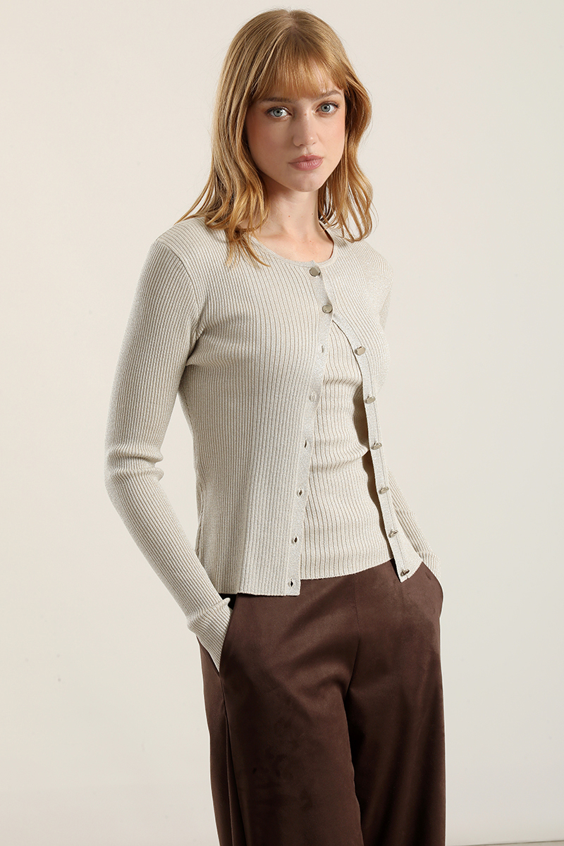 CARDIGAN PUNTO HILO METALIZADO, CRUDO LIOLA - 2