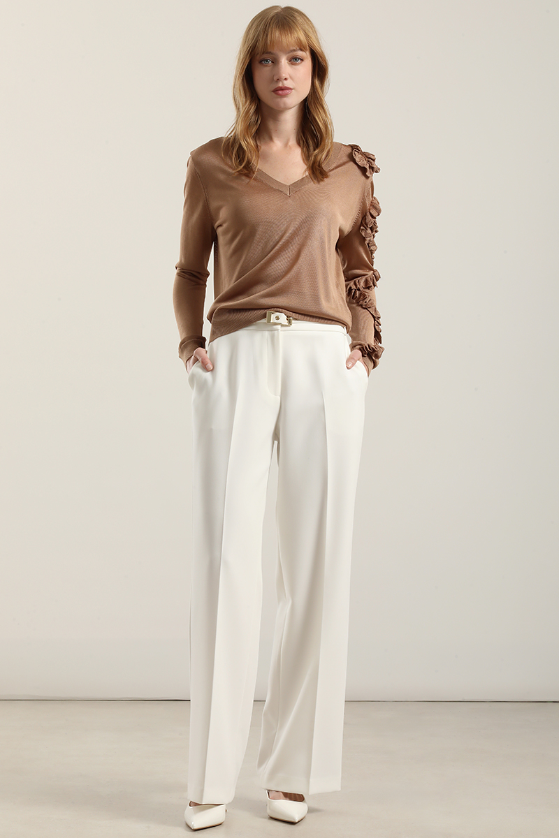 JERSEY PUNTO SEMITRASPARENTE, VOLADOS, CAMEL LIOLA - 5