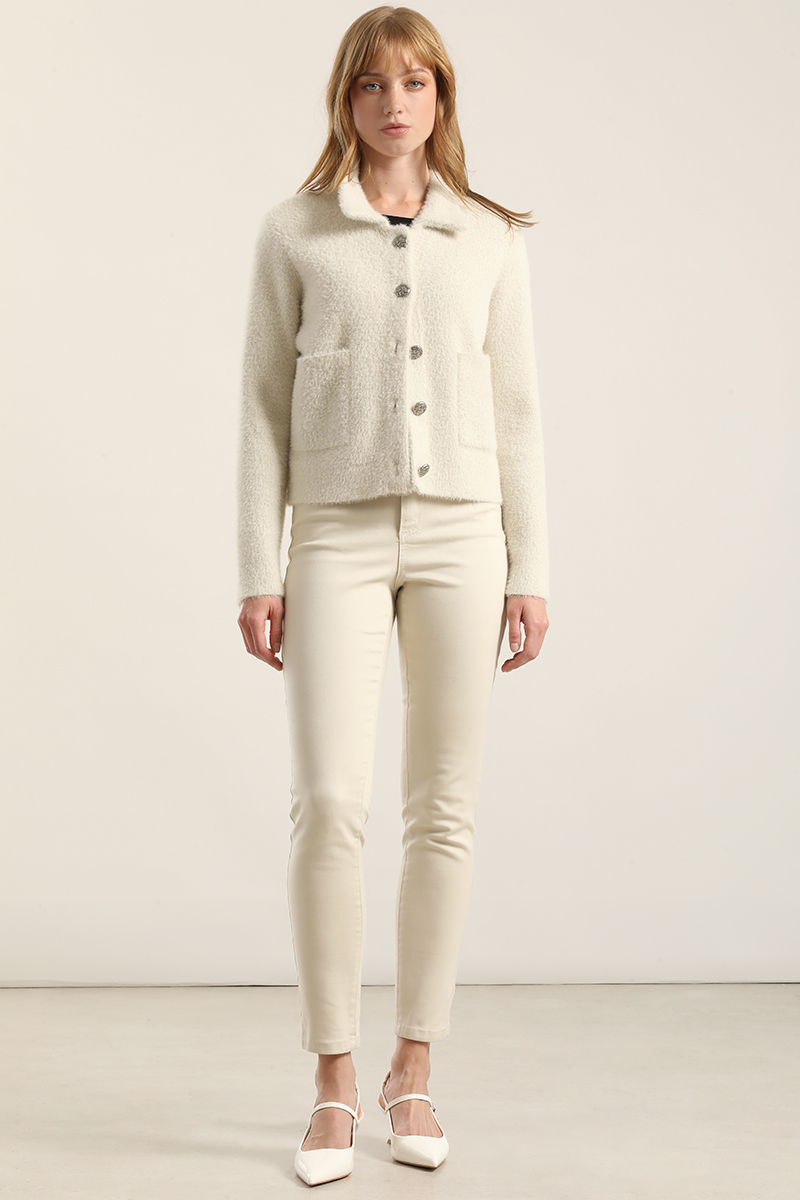 CHAQUETA PUNTO, HILO METALIZADO, BEIGE LIOLA - 4