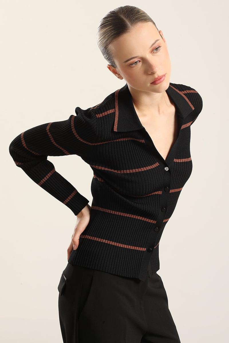 CARDIGAN PUNTO RETRO, HILO METALIZADO, NEGRO LIOLA - 6
