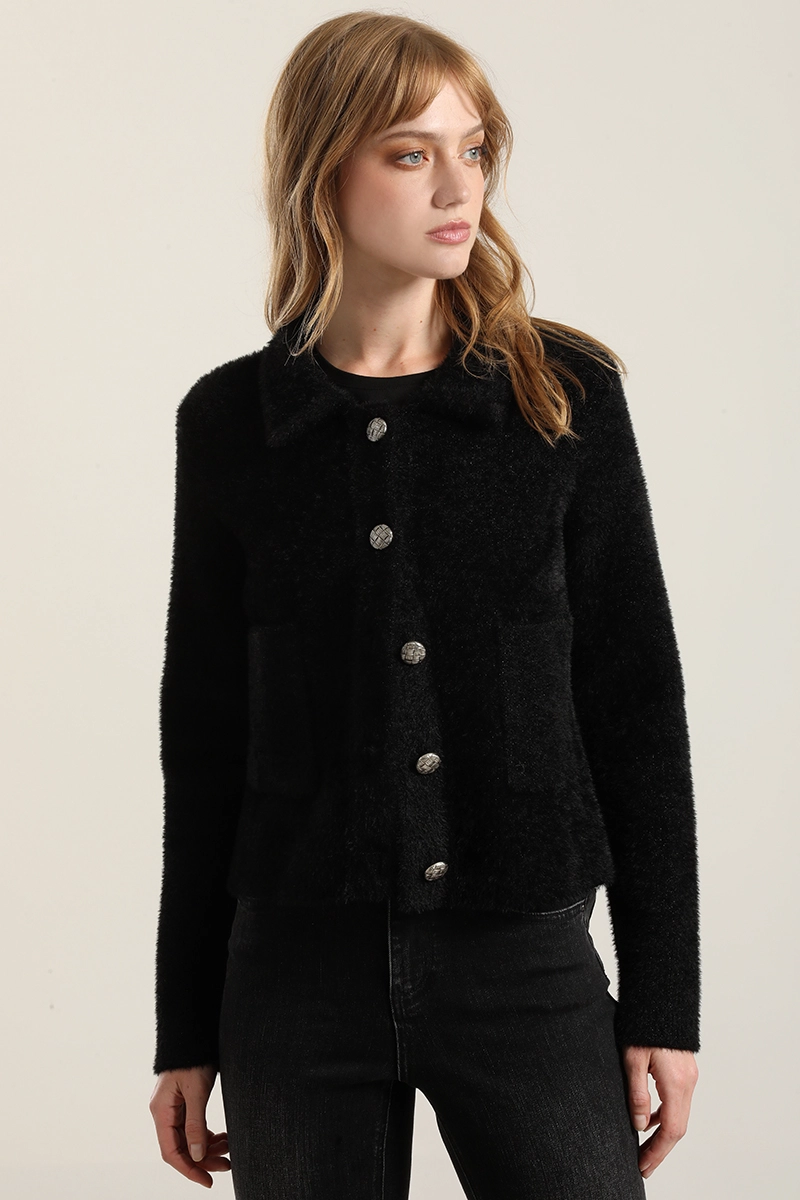 CHAQUETA PUNTO, HILO METALIZADO, NEGRO LIOLA - 1