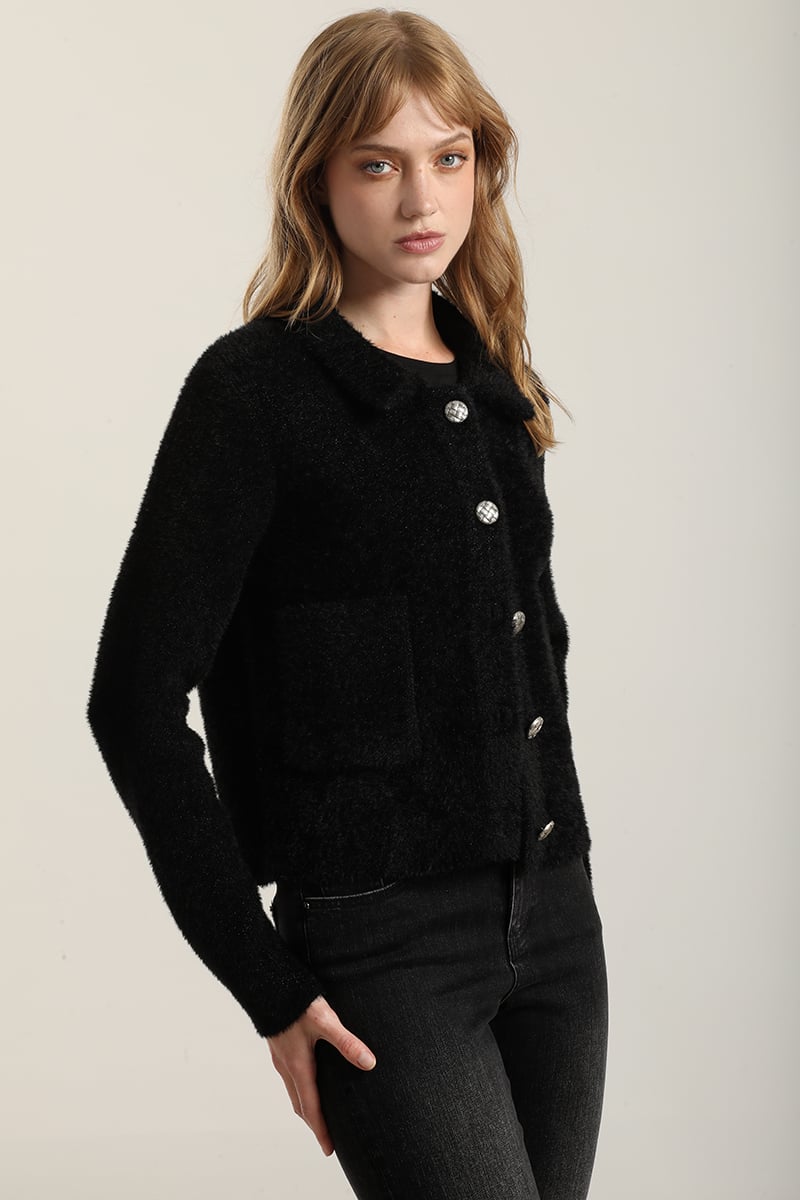 CHAQUETA PUNTO, HILO METALIZADO, NEGRO LIOLA - 2