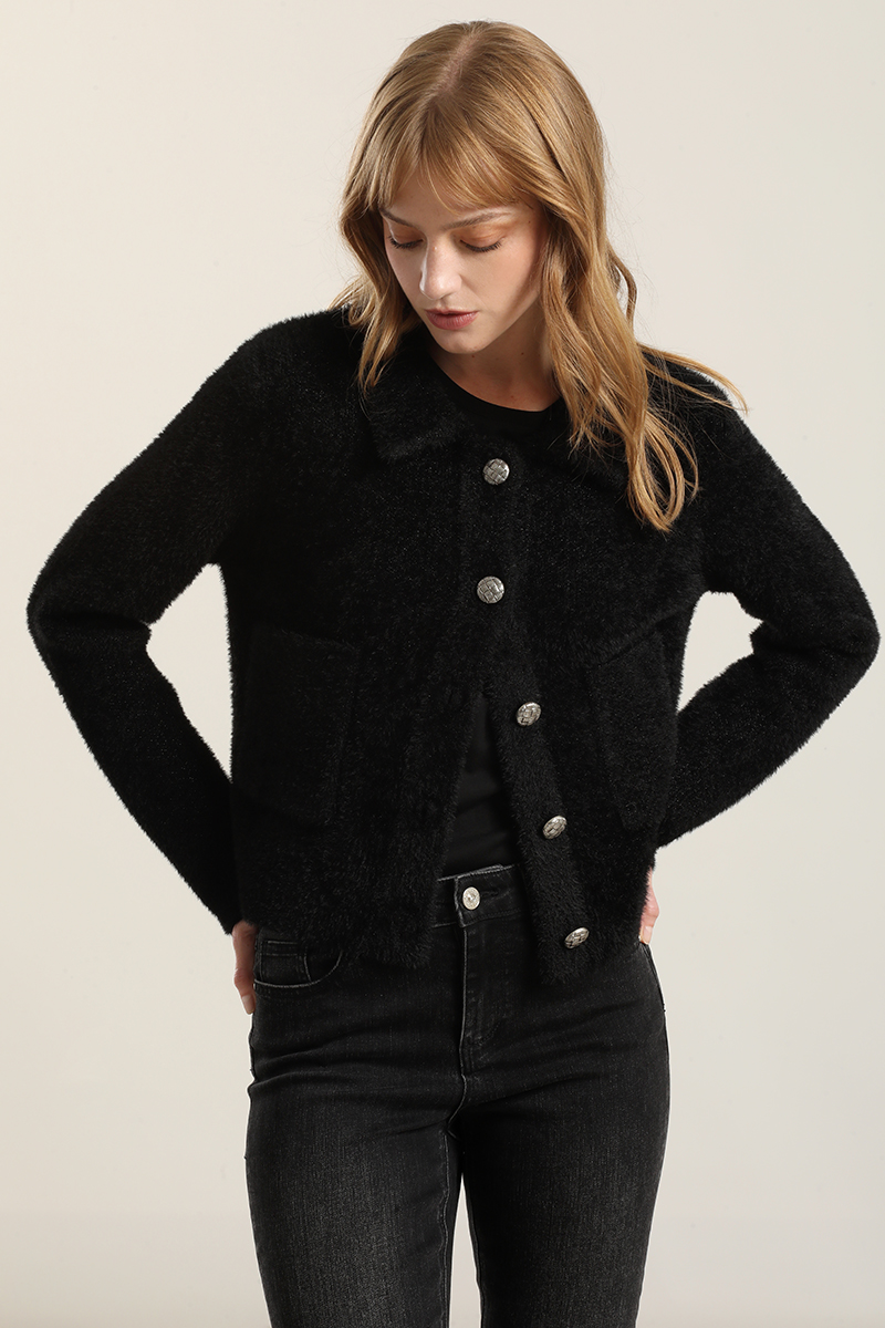 CHAQUETA PUNTO, HILO METALIZADO, NEGRO LIOLA - 3