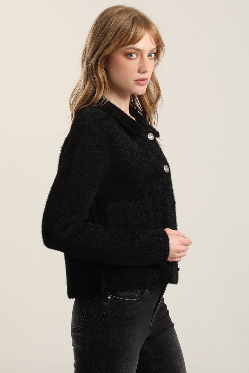 CHAQUETA PUNTO, HILO METALIZADO, NEGRO LIOLA - 4