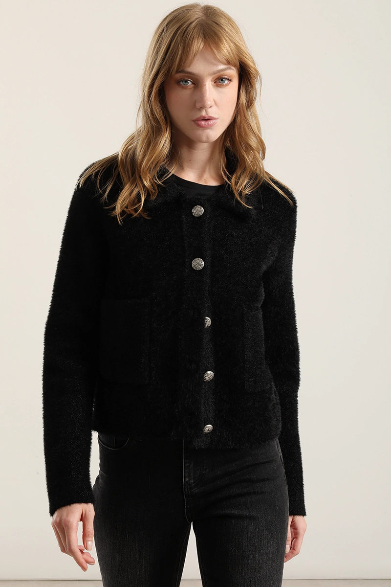 CHAQUETA PUNTO, HILO METALIZADO, NEGRO LIOLA - 5