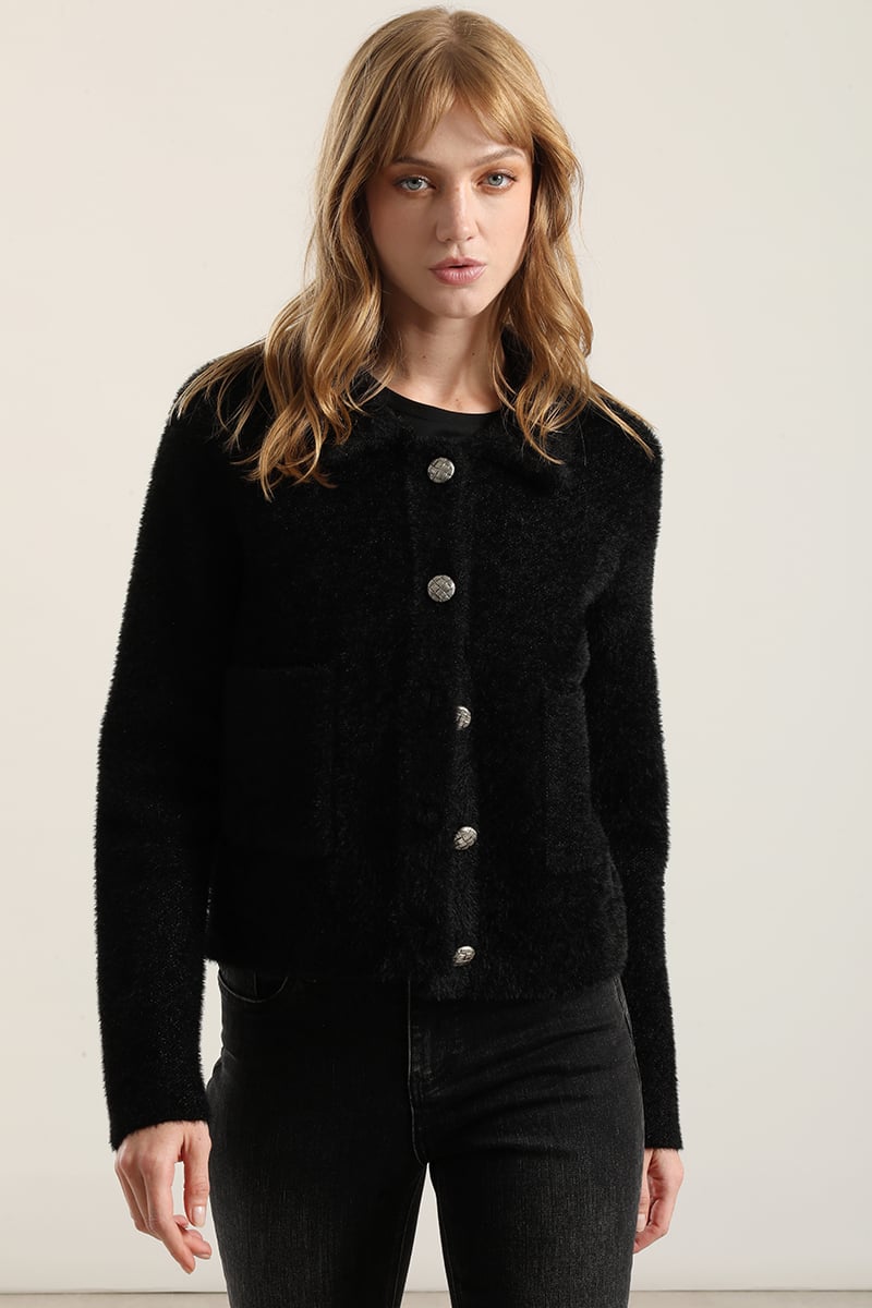 CHAQUETA PUNTO, HILO METALIZADO, NEGRO LIOLA - 5