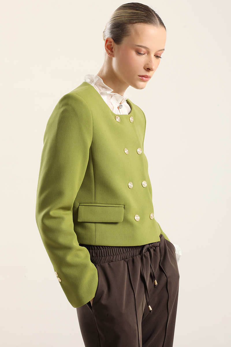 CHAQUETA CROPPED, CRUZADA, PISTACHO LIOLA - 2