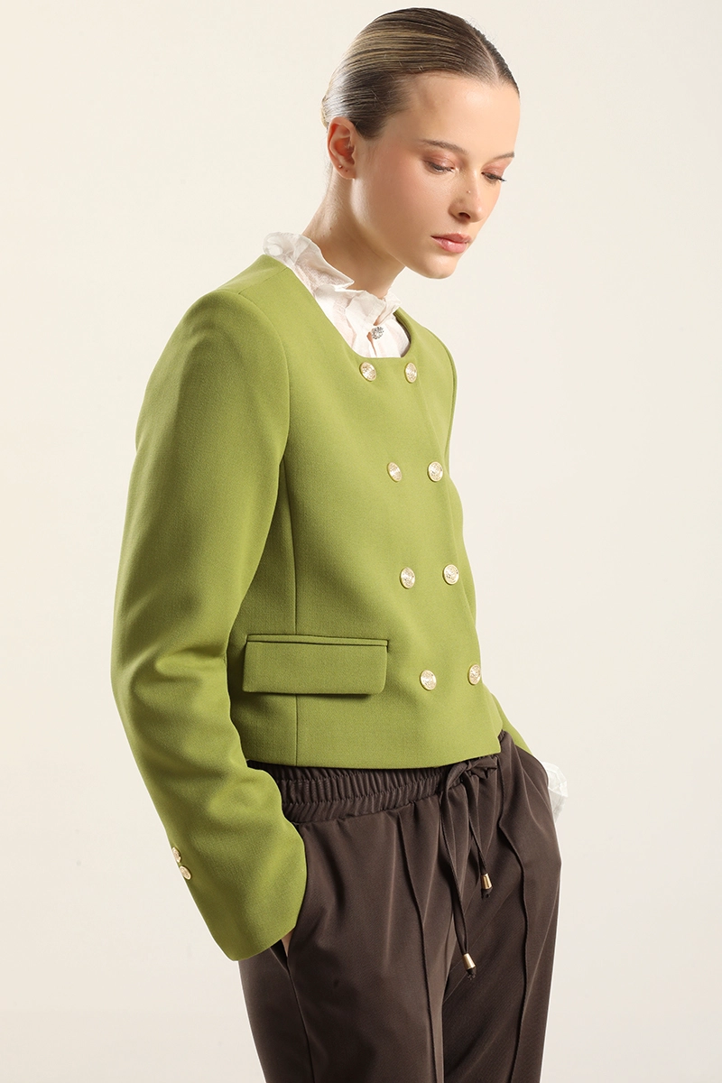 CHAQUETA CROPPED, CRUZADA, PISTACHO LIOLA - 2