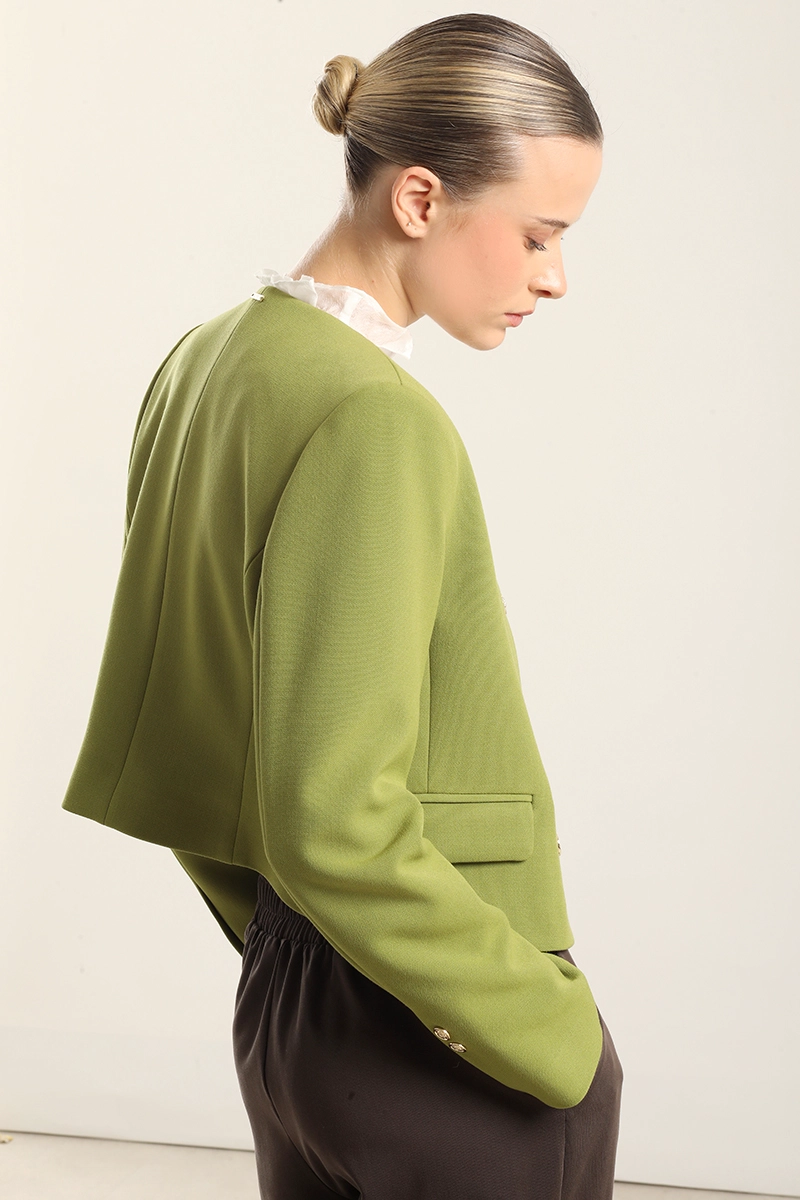 CHAQUETA CROPPED, CRUZADA, PISTACHO LIOLA - 3
