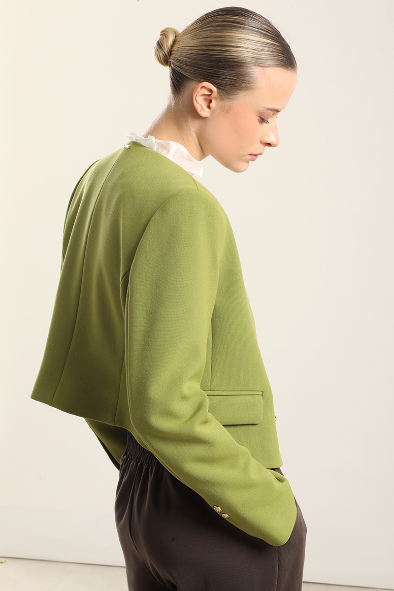 CHAQUETA CROPPED, CRUZADA, PISTACHO LIOLA - 3