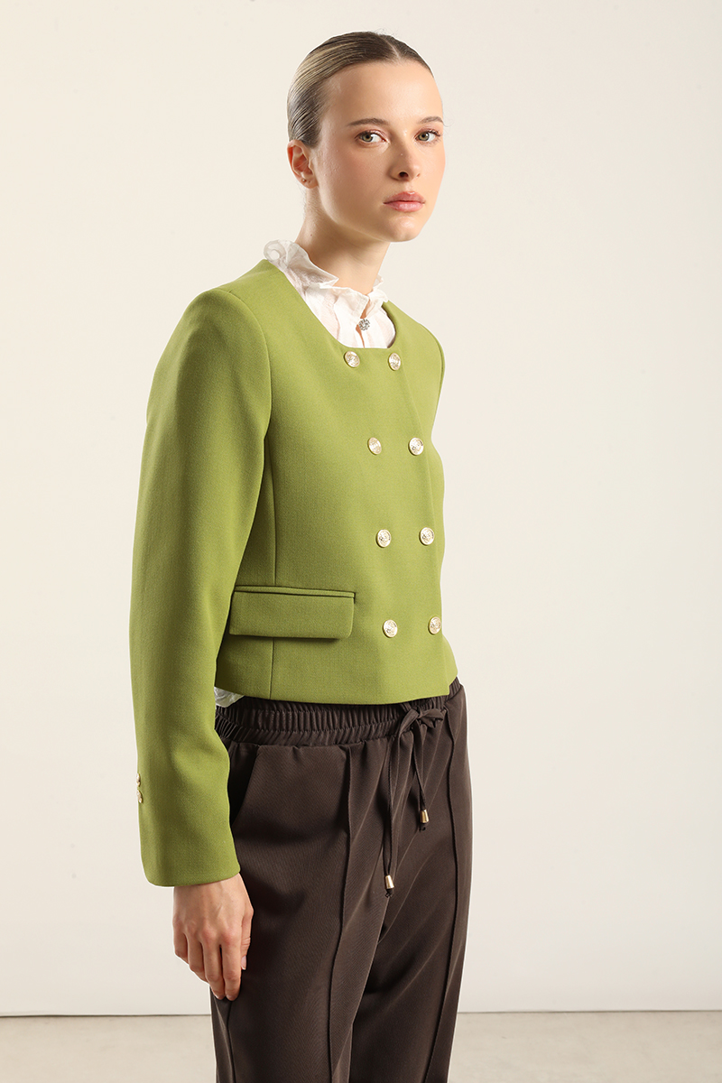 CHAQUETA CROPPED, CRUZADA, PISTACHO LIOLA - 4