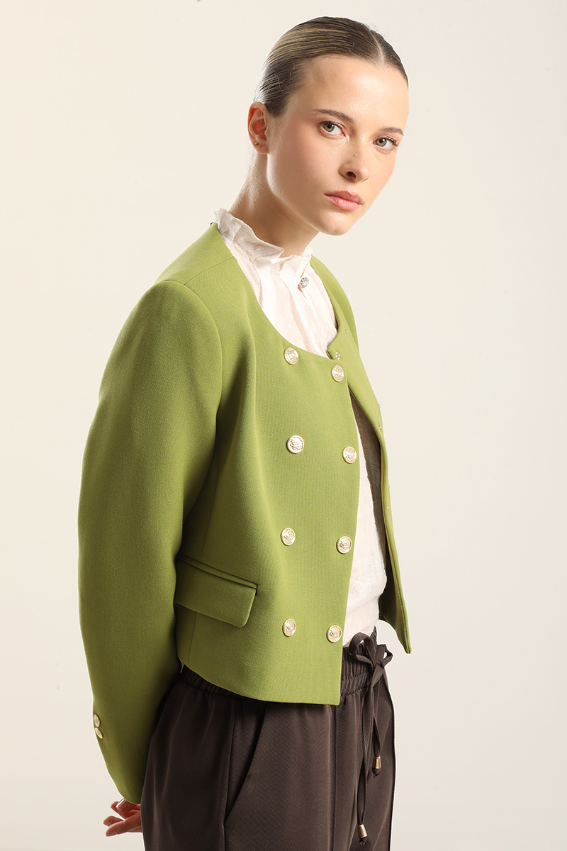 CHAQUETA CROPPED, CRUZADA, PISTACHO LIOLA - 5