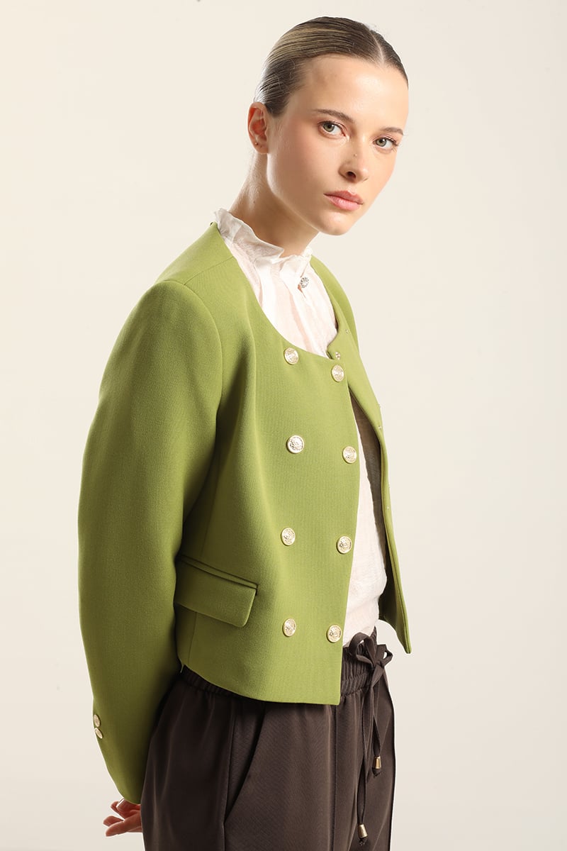 CHAQUETA CROPPED, CRUZADA, PISTACHO LIOLA - 5