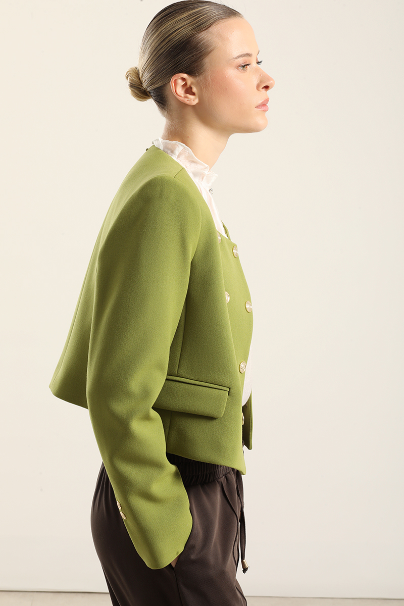 CHAQUETA CROPPED, CRUZADA, PISTACHO LIOLA - 6