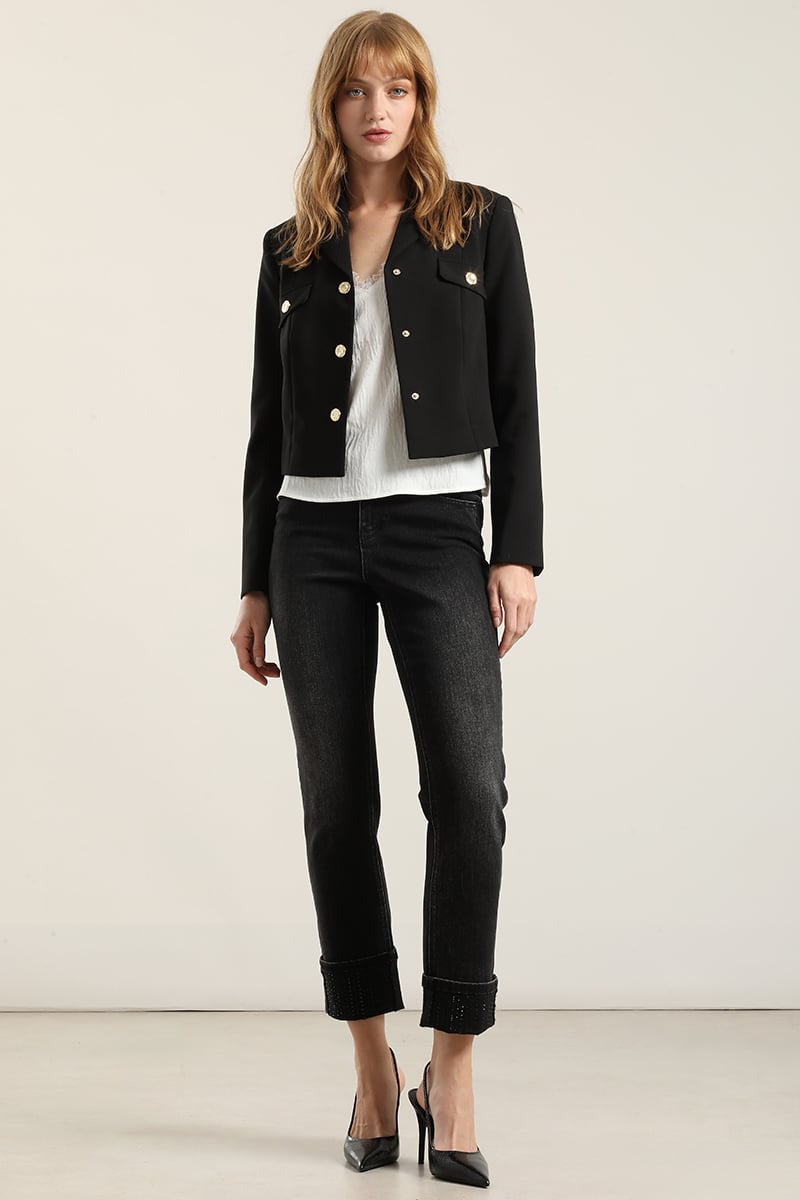 CHAQUETA CROPPED, TAPETAS FANTASIA, NEGRO LIOLA - 2