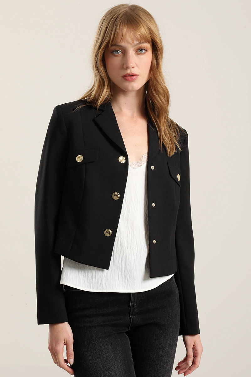 CHAQUETA CROPPED, TAPETAS FANTASIA, NEGRO LIOLA - 5