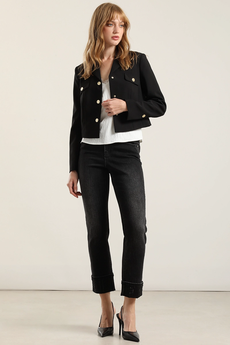CHAQUETA CROPPED, TAPETAS FANTASIA, NEGRO LIOLA - 6