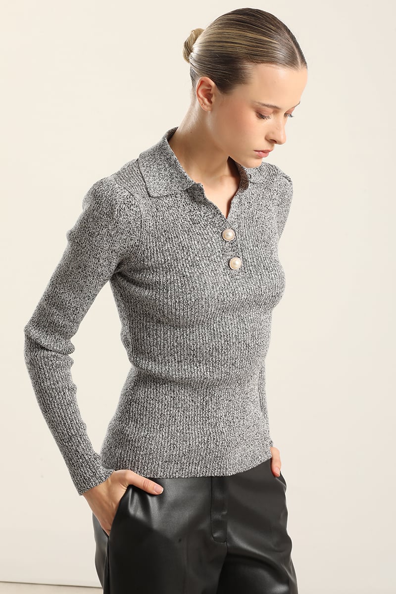 JERSEY PUNTO, BOTON PERLA, NEGRO LIOLA - 6
