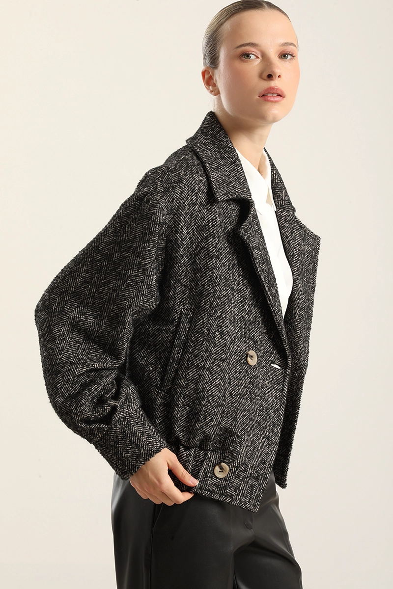 CHAQUETA BOMBER FANTASIA ESPIGA, NEGRO  LIOLA - 1