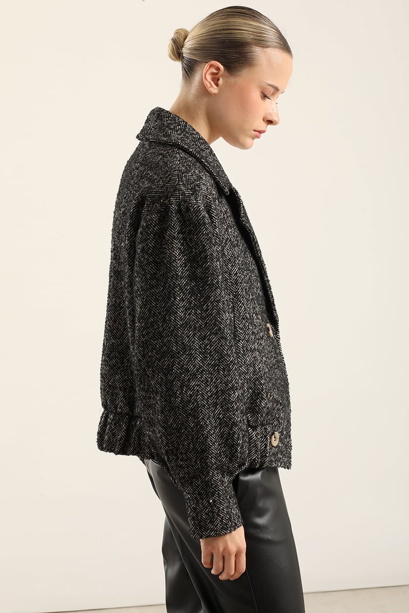 CHAQUETA BOMBER FANTASIA ESPIGA, NEGRO  LIOLA - 4