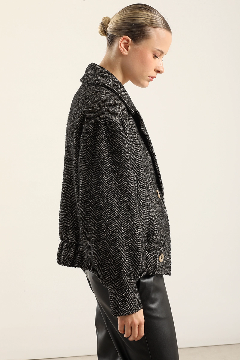 CHAQUETA BOMBER FANTASIA ESPIGA, NEGRO  LIOLA - 4