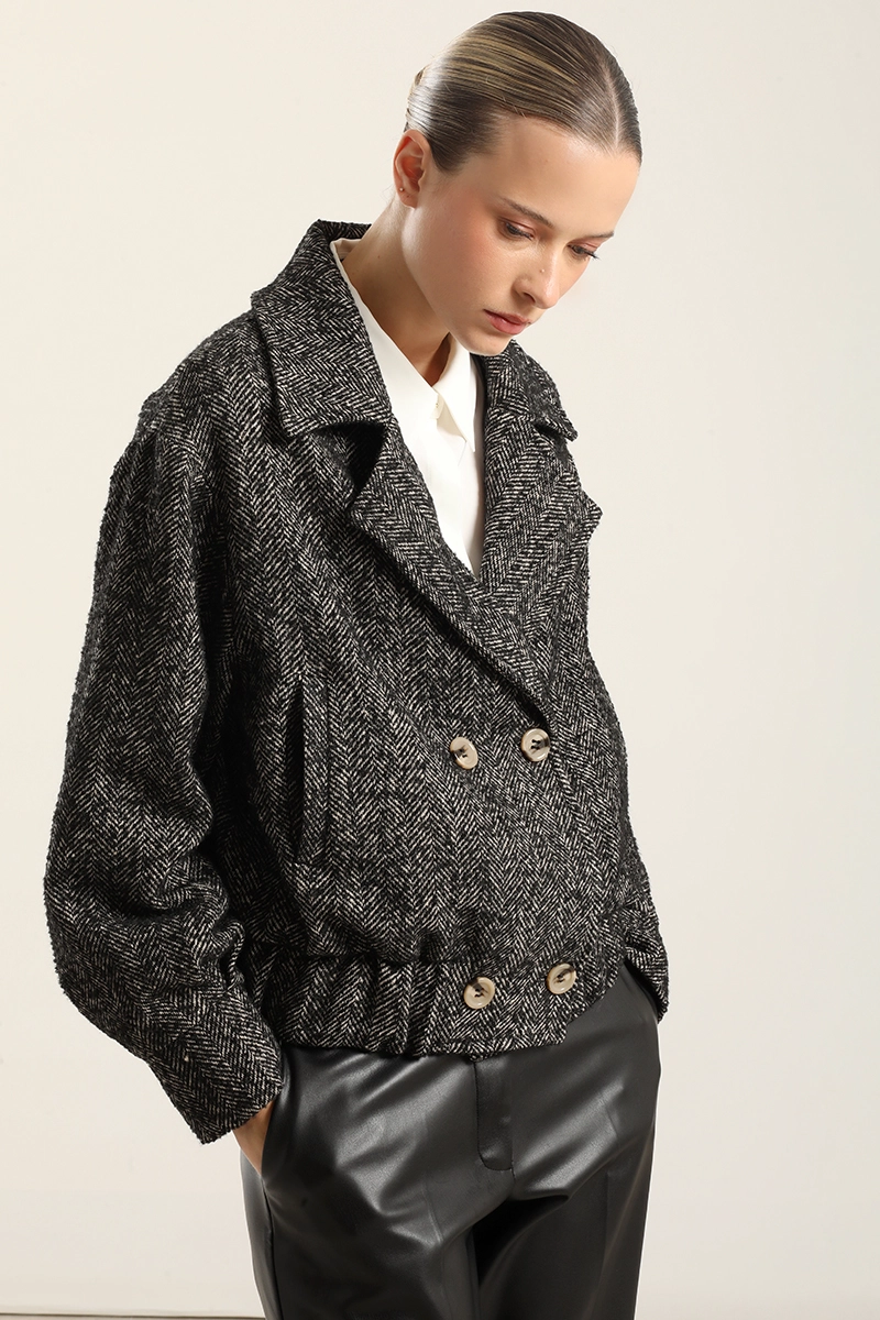 CHAQUETA BOMBER FANTASIA ESPIGA, NEGRO  LIOLA - 5