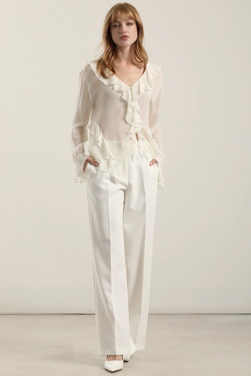 BLUSA VOLANTES SEMITRANSPARENTE, BEIGE LIOLA - 2