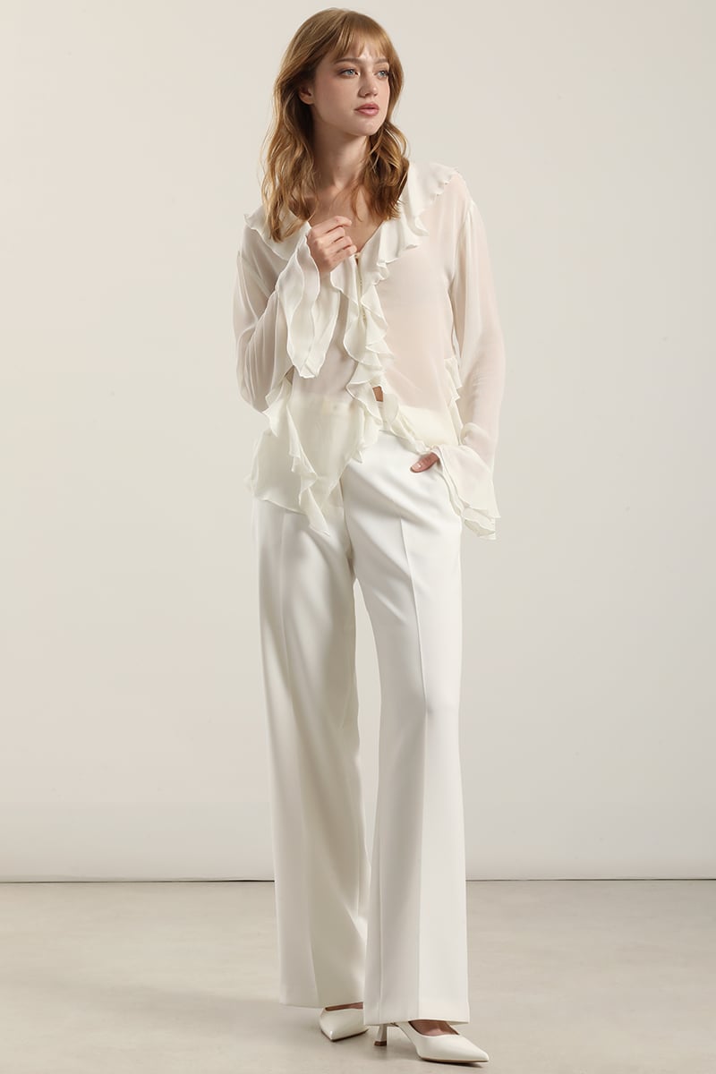 BLUSA VOLANTES SEMITRANSPARENTE, BEIGE LIOLA - 6