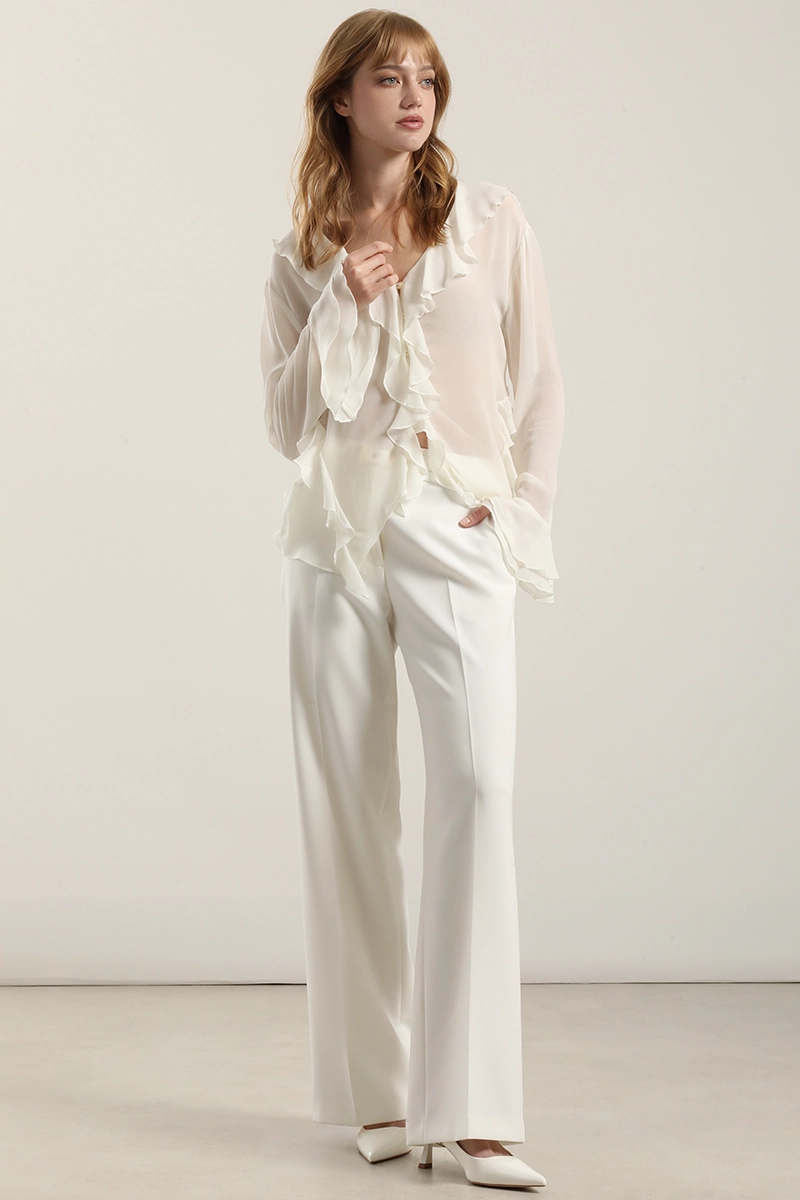 BLUSA VOLANTES SEMITRANSPARENTE, BEIGE LIOLA - 6