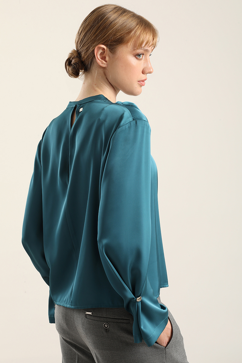 BLUSA SATIN HERRAJE METAL, TURQUESA LIOLA - 6