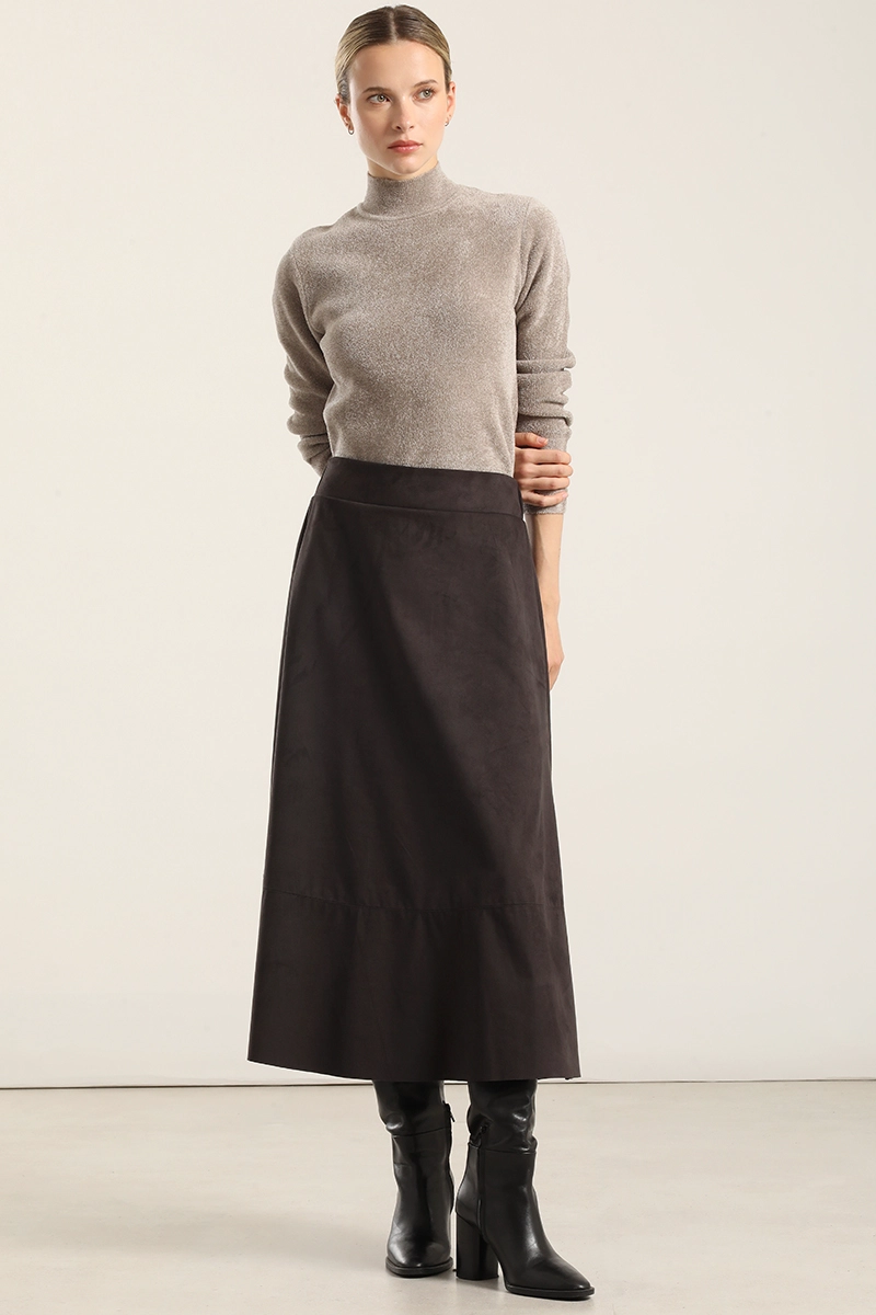 FALDA LARGA, SUEDE, GRIS LIOLA - 1