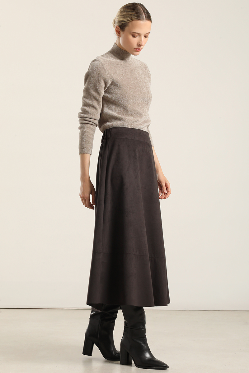 FALDA LARGA, SUEDE, GRIS LIOLA - 4