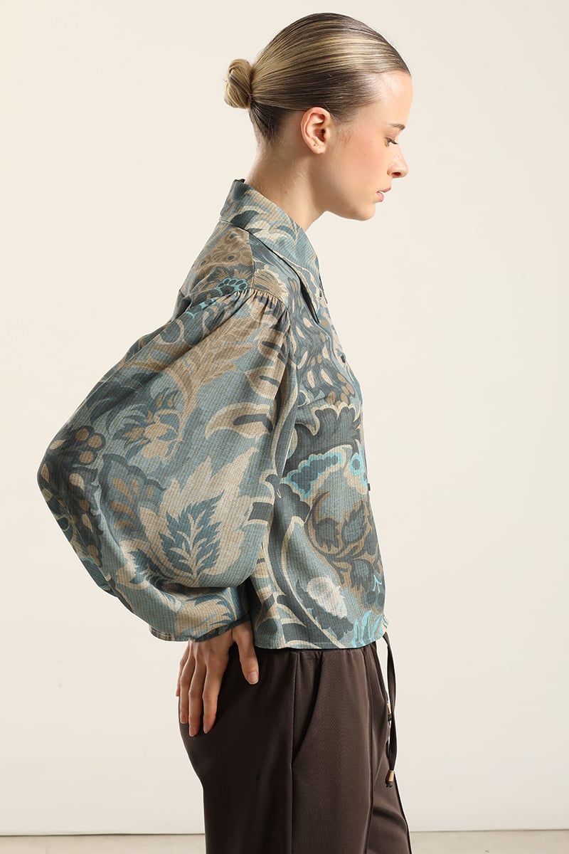 BLUSA ESTAMPADO RETRO, AZUL LIOLA - 1