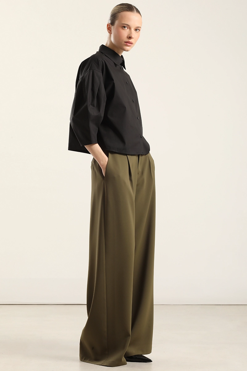 BLUSA POPLIN, PLIEGUES, NEGRO LIOLA - 2