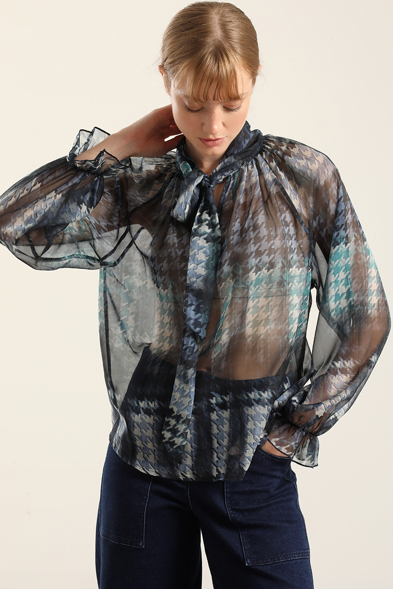 BLUSA ESTAMPADA, LAZO, AZUL LIOLA - 5
