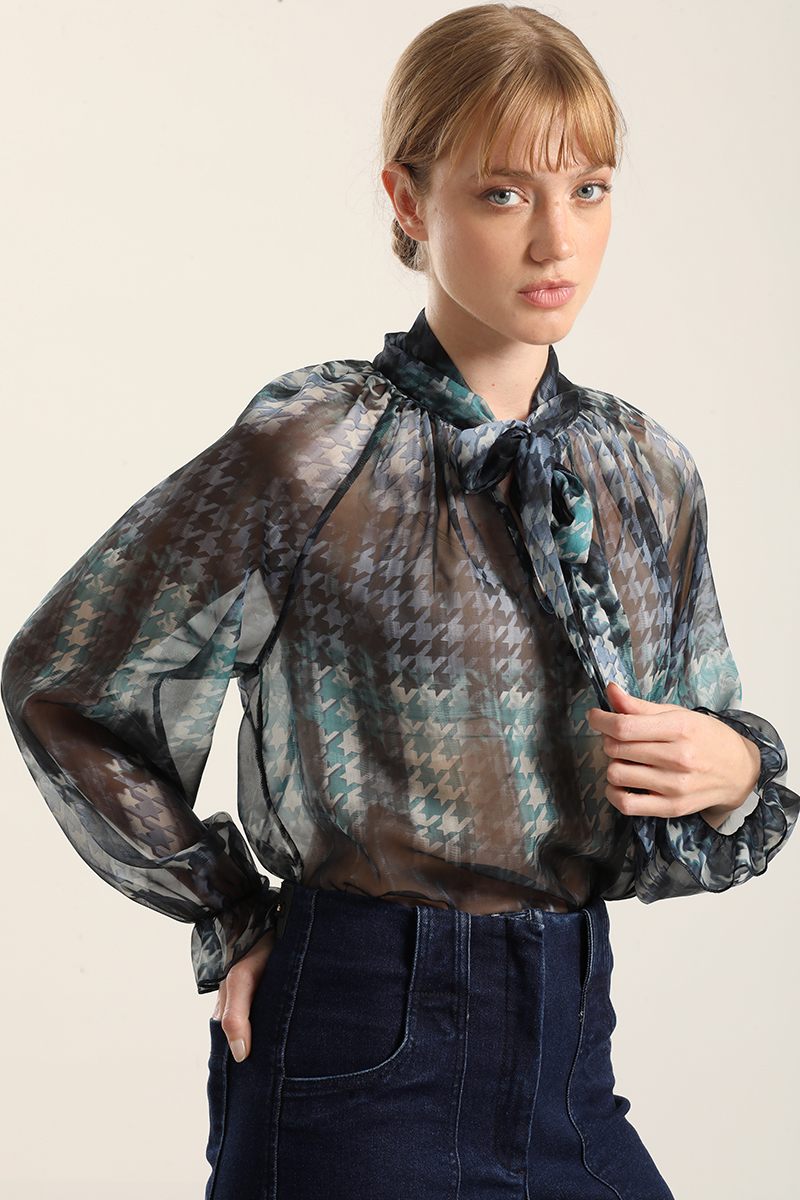 BLUSA ESTAMPADA, LAZO, AZUL LIOLA - 6