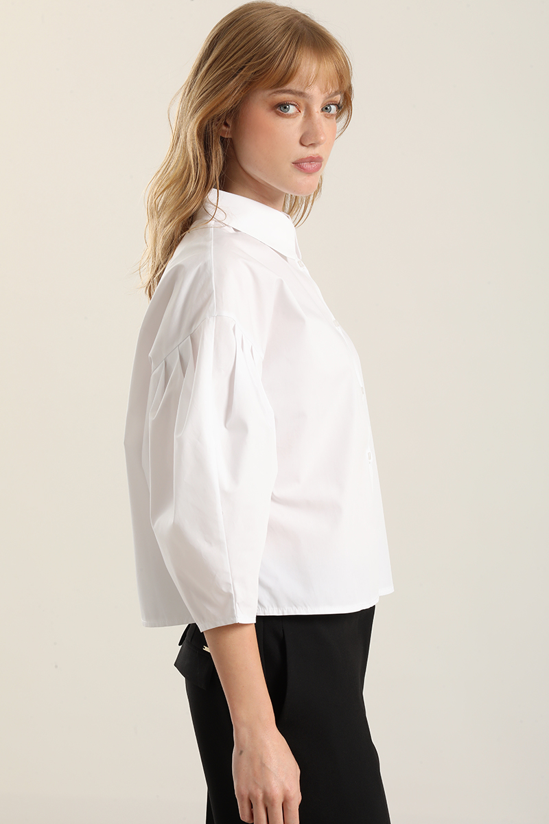 BLUSA POPLIN, PLIEGUES, BLANCO LIOLA - 2