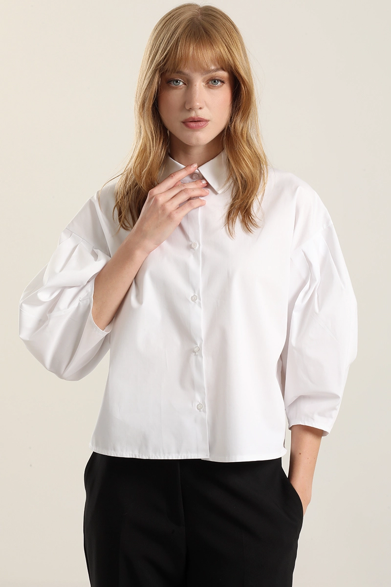 BLUSA POPLIN, PLIEGUES, BLANCO LIOLA - 3