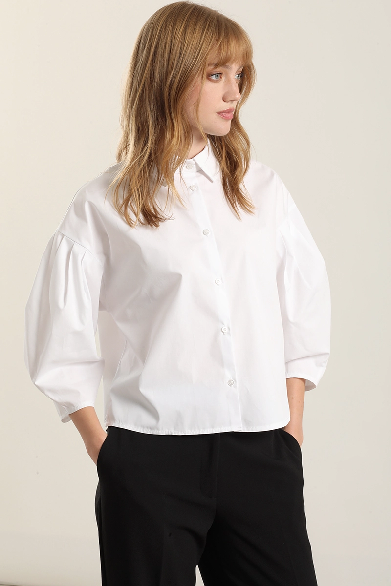 BLUSA POPLIN, PLIEGUES, BLANCO LIOLA - 4