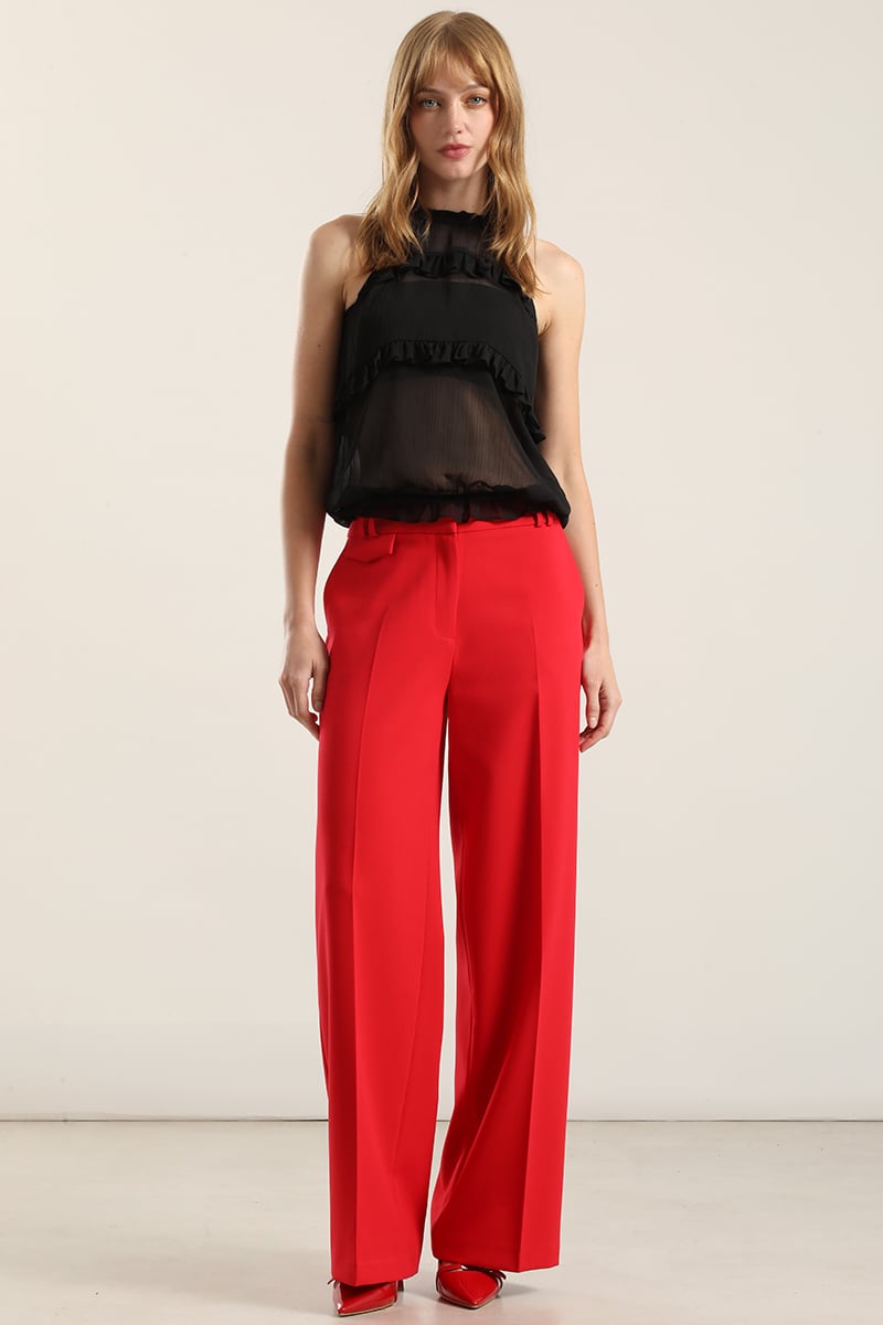PANTALON ANCHO, TIRO ALTO, ROJO LIOLA - 1