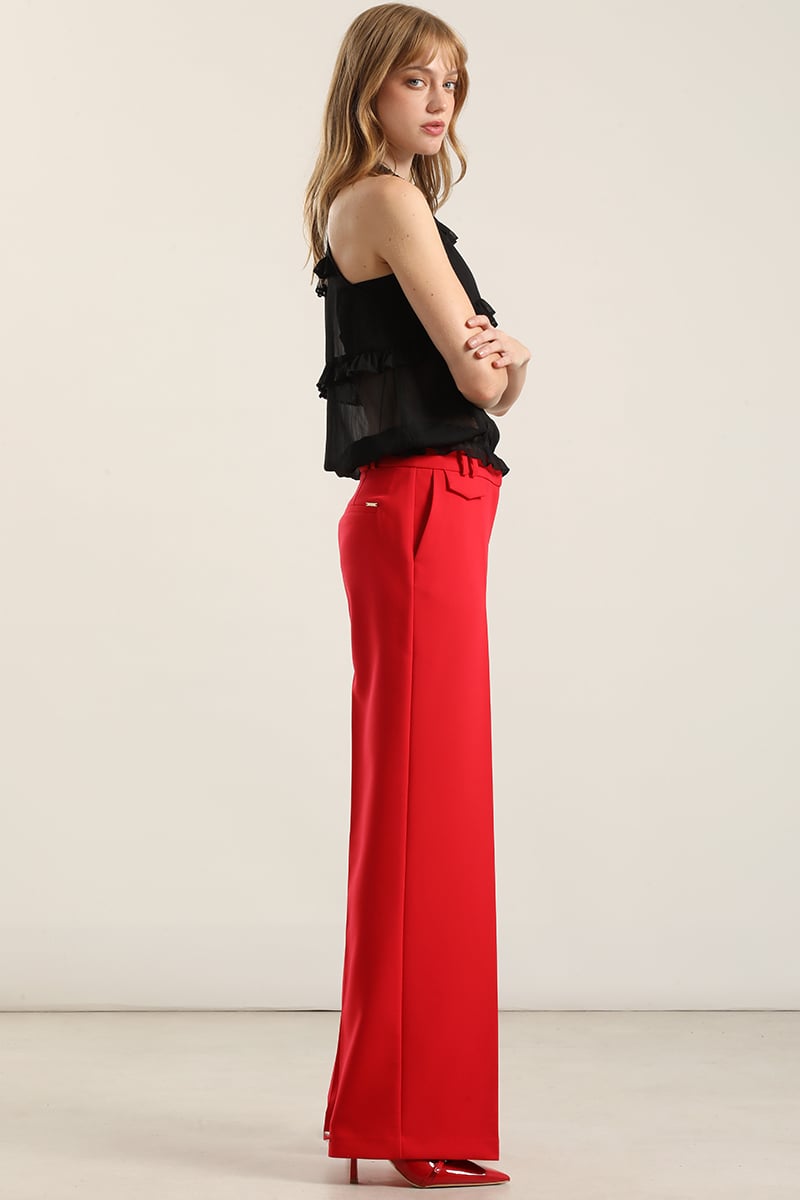 PANTALON ANCHO, TIRO ALTO, ROJO LIOLA - 2