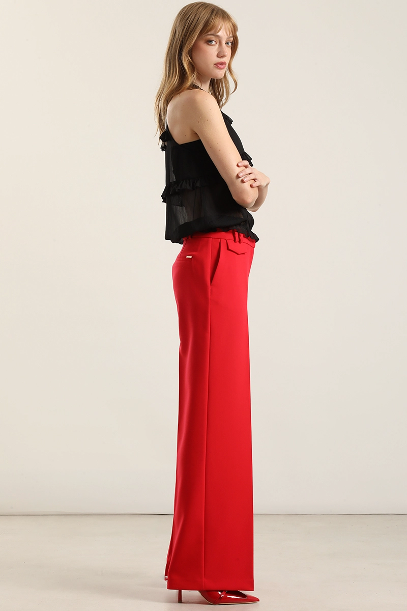 PANTALON ANCHO, TIRO ALTO, ROJO LIOLA - 2